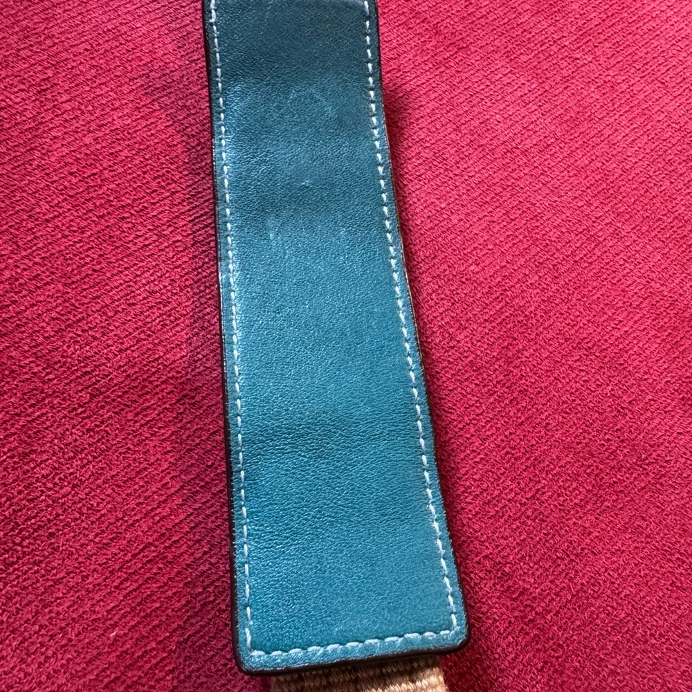 Coach Teal Crossbody Bag with Tan Web Adjustable Strap - Picture 11 of 13